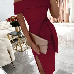 bebe Off-Shoulder Sheath Midi Dress-picture-35