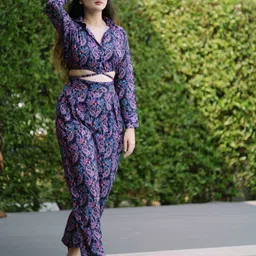 GARDEN PARTY Shirt Collar Top With Trouser Co-Ords Set-picture-10