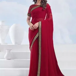 Reboot Fashions Embroidered Pure Georgette Saree-image-64