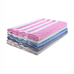 Aura 5Pcs Pink & Green Striped Pure Cotton Hand Towels-image-87