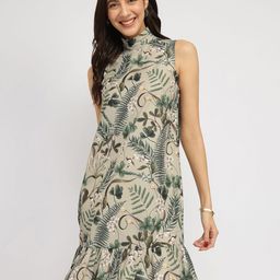 FableStreet Women Floral Shift Dress Beige-image-61
