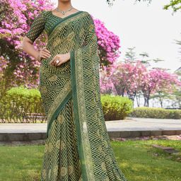 KALINI Abstract Printed Pure Georgette Saree With Unstitched Blouse Piece-13