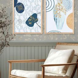 Kotart Brown & Green 2 Pieces Abstract Printed Portrait Portrait Wooden Wall Arts-picture-28