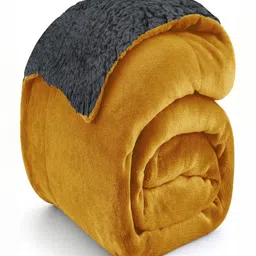 Cloth Fusion Mustard & Grey AC Room 233 GSM Reversible Double Bed Blanket-image-40