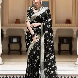 Aldwych Ethnic Motifs Woven Design Zari Banarasi Saree-image-77