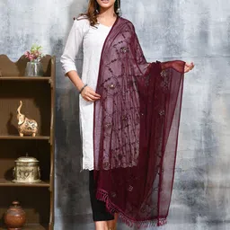swatika Ethnic Motifs Embroidered Dupatta with Thread Work-57