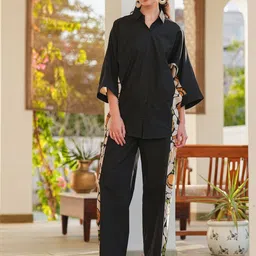 JISORA Women's Black Printed Cotton Co-ord Set-picture-38