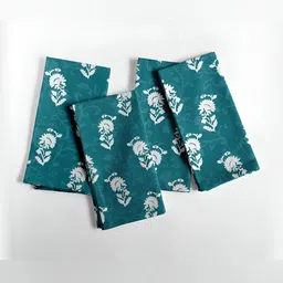 Vargottam 12 Piece Green & White Printed Cotton Table Napkins-10