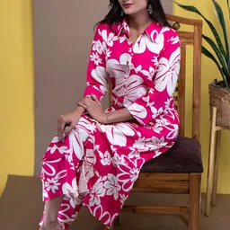 The Kalakriti House Women Floral Printed Regular Liva Kurta with Palazzos-picture-22