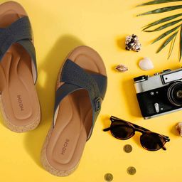 Mochi Women Woven Design Platform Mules with Laser Cuts-3