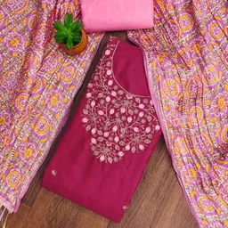 LeeliPeeri Floral Embroidered Sequinned Unstitched Dress Material-image-79