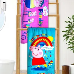 Athom Living Blue & Purple 2 Printed Cotton 350 GSM Bath Towel-image-36