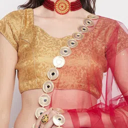 Clora Creation Polka Dots Mirror Work Embroidered Dupatta image 4
