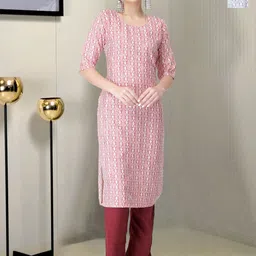 HERE&NOW Women Ethnic Motifs Printed Regular Kurta with Trousers-picture-3