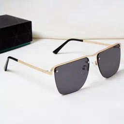 SUNGLASSIC Heldish. Gold Black Square Sunglasses-54