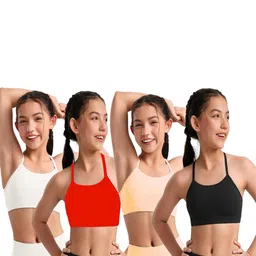 Girls Beginners Non Padded Teenager Full Coverage Cotton Bra-47