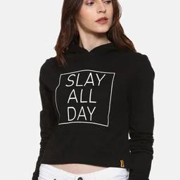 Campus Sutra Women Cotton Printed Hooded Pullover Sweatshirt-image-99