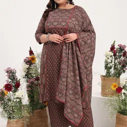 Tissu Women Floral Printed Regular Pure Cotton Kurta with Palazzos & With Dupatta-picture-18