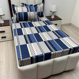 Pure Decor Lounge Fur Blue Printed Cotton 210 TC Single Bedsheet Set-2.36 m x 1.73 m-image-19