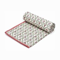 Comfowell White & Pink Floral Printed 210 GSM Cotton AC Room Double Bed Dohar-image-78