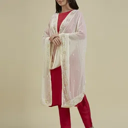 Dupatta Bazaar Embroidered Georgette Dupatta with Beads and Stones image 5