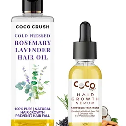 Coco Crush Set Of 2 Rosemary Lavender Hair Oil- 200ml & Ayurvedic Hair Growth Serum- 15ml-24