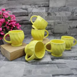 laghima jadon Yellow Solid Ceramic Glossy Cups Set of Cups and Mugs-56