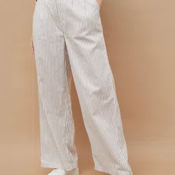 Fame Forever by Lifestyle Women Striped Mid-Rise Wide Leg Trousers-picture-10