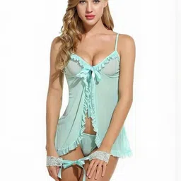 GuSo Shopee Women Green Net Baby Dolls-image-60