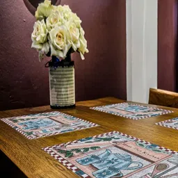 PRAKARTIK 4-Pcs Green & Red Printed Rectangle  Table Placemats-65