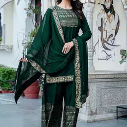 SKYLEE Women Floral Printed Kurta with Palazzo & Dupatta-20