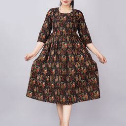 TANISHA Women Floral Print Maternity Fit & Flare Dress-image-89