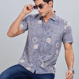 BULLMER Men Standard Opaque Printed Casual Shirt-image-18