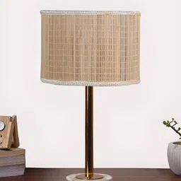 Aura Beige & Brown Textured Metal Cylinder Shaped Table Lamp-picture-28