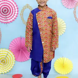 KID1 Maya Aztec Boys Printed Mandarin Collar Sherwani Set-image-29