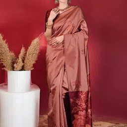 Blissta Woven Design Silk Blend Banarasi Saree-image-43