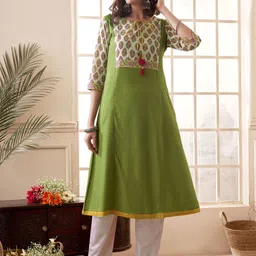 Anouk Etnic Motifs Printed Yoke Design A-Line Kurta-45