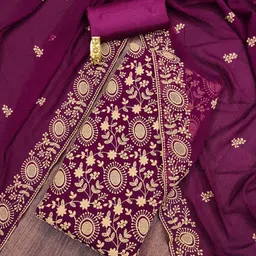 KALINI Floral Embroidered Zari Georgette Unstitched Dress Material-image-30