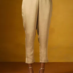 JAYPORE Women Relaxed Pleated Trousers-image-60