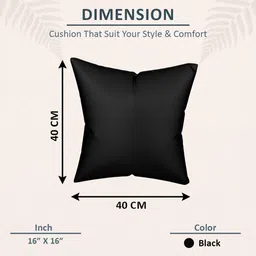 Kuber Industries Black Microfiber Square Shape Cushion image 4