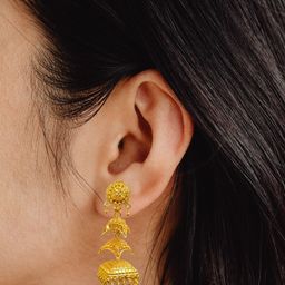 Jewelry Miguel Gold Plated Ghungroo beaded Dome Shaped Jhumkas-43
