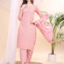 DIVASTRI Women Geometric Printed Kurta with Trousers & Dupatta-picture-15