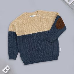 MEEMEE Boys Geometric Self Design Round Neck Cotton Pullover With Elbow Patches-picture-0