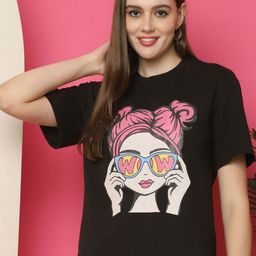 Tromko Women Graphic Printed Round Neck Cotton Oversized T-shirt-picture-0