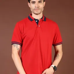 V-Mart Men Solid Polo Collar Cotton T-shirt-image-21
