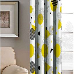 Aura White & Yellow Geometric Printed Light Blocking Window Curtain-picture-12