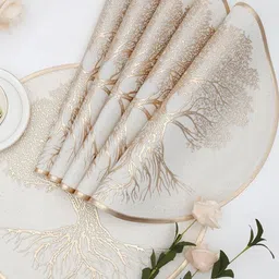 Dakshya Industries 6 Pcs White Plastic Embellished Table Placemats-27