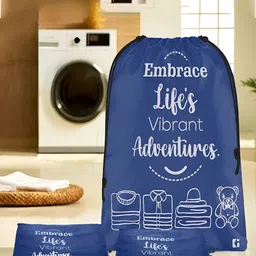Aura Blue & White 12 Pieces Printed Foldable Laundry Bags-39