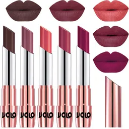 VOLO Set Of 5 Matte Lipsticks - 3.5g Each Chocolate -Plum -Dark Peach -Rose Pink -Magenta-image-75