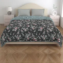 Home Fresh Black & White Floral Microfiber AC Room 120 GSM Double Bed Comforter-picture-6